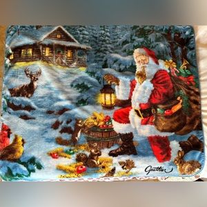 Gauthier Christmas Santa and Forest Animals Throw 60” x 48” EUC CLEAN